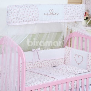 Mosquiteiro para Berço com Capa Babado Tiffany Floral Rosa