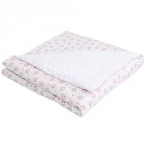 Edredom de Mini Cama e Montessoriano Estampa Dupla Face e Duvet Tiffany Floral Rosa