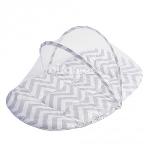 Bercinho Portátil com Mosquiteiro Chevron Cinza