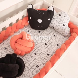 Trança Protetora de Berço e Cama Plush Laranja