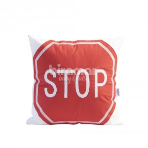Almofada para Bebê Bordada Percal Stop Branco / Vermelho
