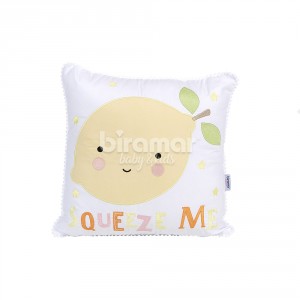 Almofada Mini Pompom Squeeze Me Branco / Amarelo