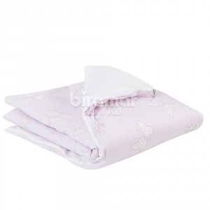 Edredom de Mini Cama Dupla Face e Duvet Estampa Bella Butterfly Rosa