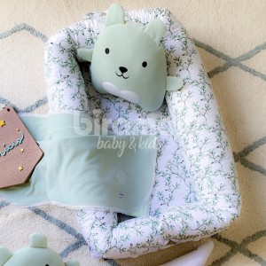 Bercinho Portátil Ninho para Bebê Sleep UM Benício Botanical Verde