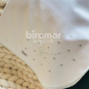 Vira Manta para Bebê Fustão Benício Personalizado Floral Verde