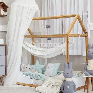 Rede para Cama Montessoriana Dupla Face Amor Rosa / Listrado Rosa