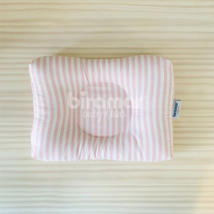 Travesseiro Anatômico para Bebê Listrado Médio Rosa