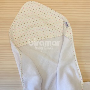 Toalha de Banho para Bebê Felpuda Revestida Estampa Viés Amor Rosa