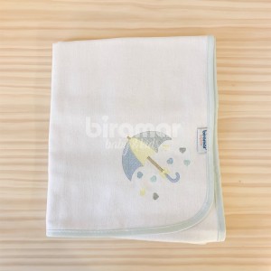Cueiro Aflanelado para Bebê Bordado Chuva de Amor Branco / Azul