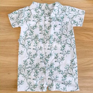 Macacão Curto para Bebê Estampa Gola M Benício Botanical Verde