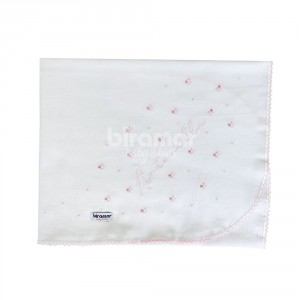 Vira Manta para Bebê Fustão Benício Personalizado Floral Rosa