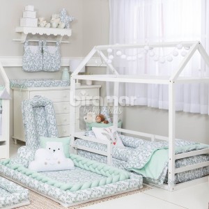 Kit Montessoriano Mini Cama Rolinho 4 Peças Benício Botanical (Colchão 1,50 x 0,70)