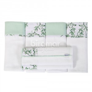 Conjunto 5 Fraldas para Bebê Cremer Luxo Benício Botanical Verde