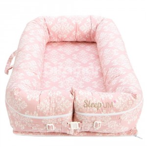 Bercinho Portátil Ninho para Bebê Sleep UM Master (1,00m x 60cm x 15cm) Jardim Secreto Arabesco Rosa