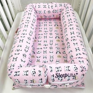 Bercinho Portátil Ninho para Bebê Sleep UM Panda Rosa