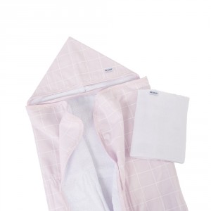 Duo Toalha de Banho Capuz para Bebê Felpuda com Tricoline e Fralda Boston Rosa