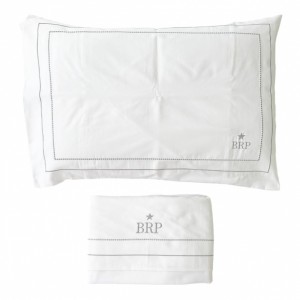 Lençol para Mini Cama 3 Peças Percal 200 fios Benício Personalizado Cinza