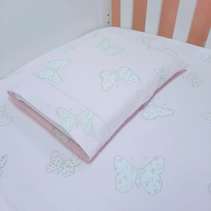 Lençol para Berço 2 Peças Estampado Bella Butterfly Rosa - Lençol c/ Elástico e Fronha