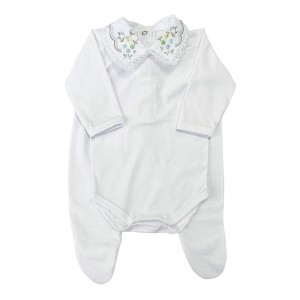 Conjunto Clássico 2 Peças para Bebê Gola Passarinho-Branco/Colorido-Tamanho Único