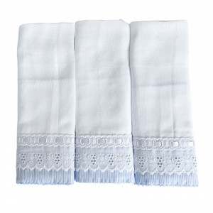 Conjunto 3 Fraldas para Bebê Cremer Luxo Bordado Inglês Bless Azul