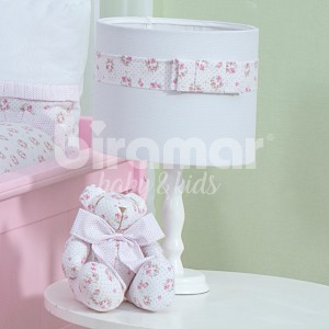 Abajur para Quarto de Bebê Clássico Tiffany Floral Poá Rosa