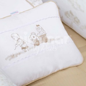 Almofada para Bebê Soninho Cianinha Jouy Bege