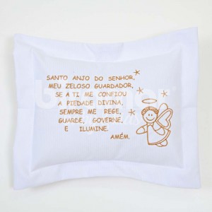 Almofada para Bebê Soninho Oração Anjo Retangular Bege