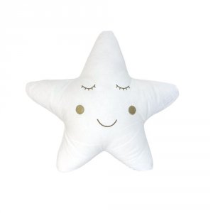 Almofada para Bebê Estrela Bordada com Carinha Branca