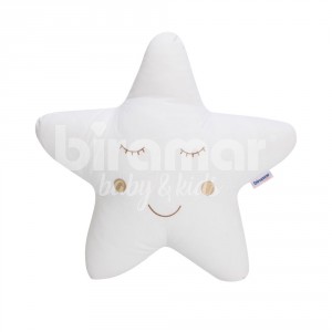 Almofada para Bebê Estrela Bordada com Carinha Branca