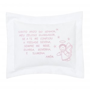 Almofada para Bebê Soninho Oração Anjo Retangular Rosa