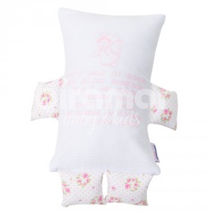 Almofada para Bebê Soninho Oração Anjo da Guarda Bracinho Floral Poá Rosa