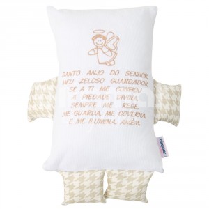 Almofada para Bebê Soninho Oração Anjo da Guarda Bracinho Pied Poule Bege