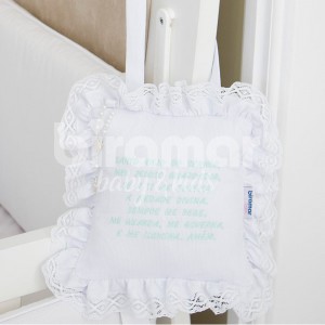 Almofadinha para Bebê Oração Santo Anjo do Senhor Verde
