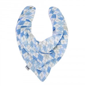 Babador Bandana para Bebê Losango Azul 100% Algodão