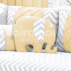 Almofada para Bebê Elefante Brooklyn Chevron Cinza/Amarelo