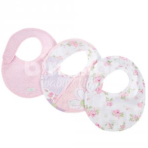 Trio de Babadores para Bebê Patchwork Rosa, 3 peças
