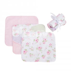 Trio Boquinhas Felpa para Bebê Patchwork Rosa