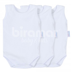 Body para Bebê 3 Peças Manga Regata G - Branco