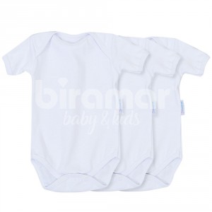 Body para Bebê 3 Peças Manga Curta G - Branco