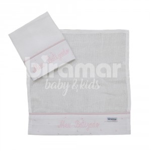 Boquinha Fralda Cremer 2 Peças para Bebê Meu Batizado Branco Rosa