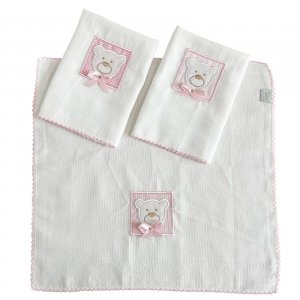 Boquinha Fralda Cremer 3 Peças para Bebê Premiere Rosa