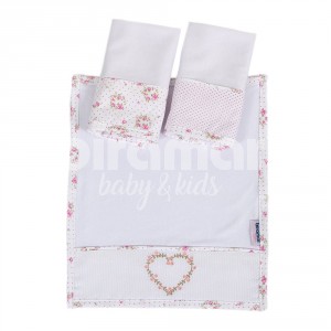 Boquinha Malha 3 Peças para Bebê Tiffany Floral Poá Rosa