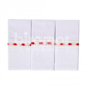 Boquinha Malha 3 Peças para Bebê Vermelho / Branco Passafitas