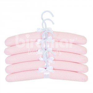 Cabides para Bebê 5 Peças Branco Xadrez Rosa