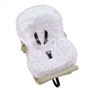 Capa para Bebê Conforto Tiffany Floral Poá Rosa