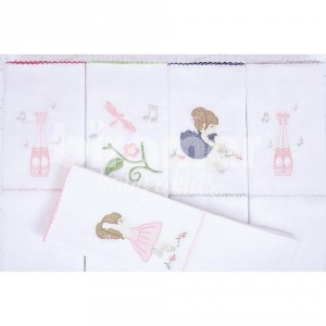 Conjunto 5 Fraldas para Bebê Cremer Luxo Bailarina Rosa