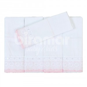 Conjunto 5 Fraldas para Bebê Cremer Luxo Bless Rosa