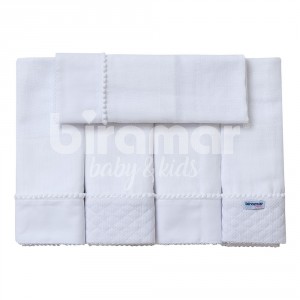 Conjunto 5 Fraldas para Bebê Cremer Luxo Barrado Blanche Matelassado