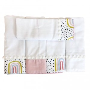 Conjunto 5 Fraldas para Bebê Cremer Estampa e Pompom Felice Arco Íris