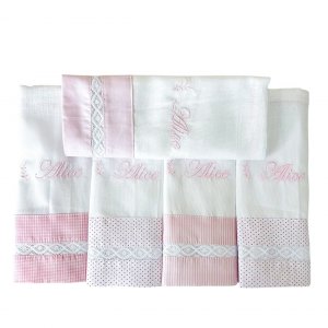 Conjunto 5 Fraldas para Bebê Cremer La Vinci Rosa Personalizado
